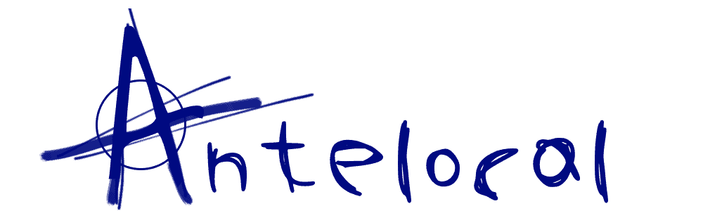 Blue logo for punk rock band Antelocal.